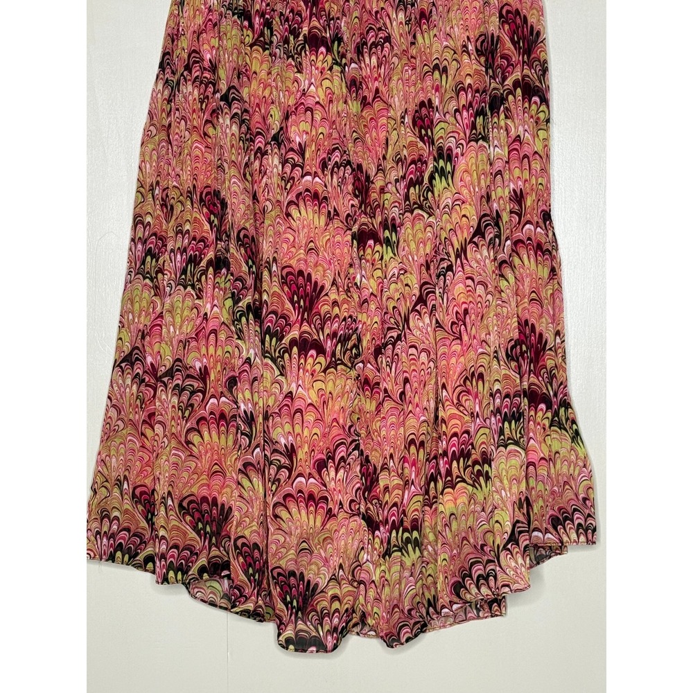 Boho Marble Print Pleated Swing Skirt XXL Pink Festival Cottagecore - Picture 7 of 8